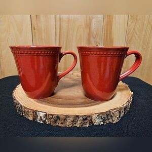 Pier 1 Rich Red Mugs Set